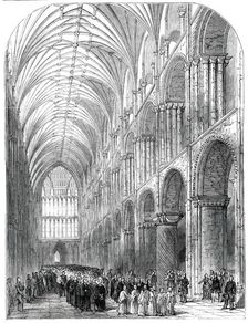Installation of the Bishop of Norwich - the Procession in the Nave of Norwich Cathedral, 1850. Creator: Unknown
