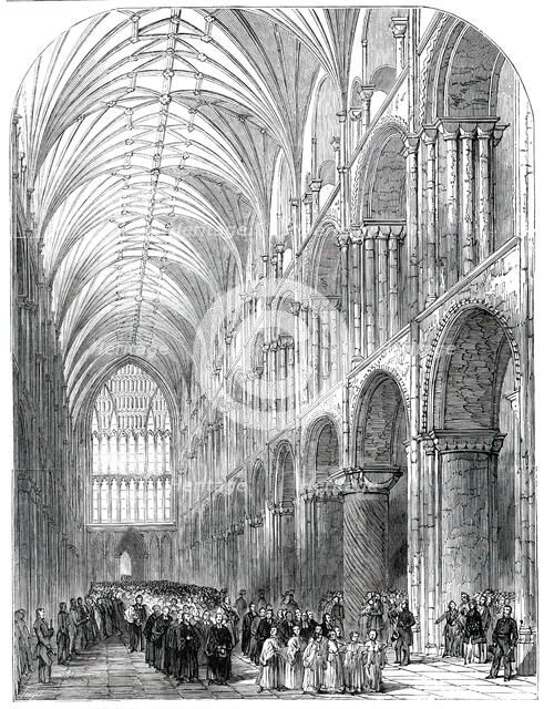 Installation of the Bishop of Norwich - the Procession in the Nave of Norwich Cathedral, 1850. Creator: Unknown.
