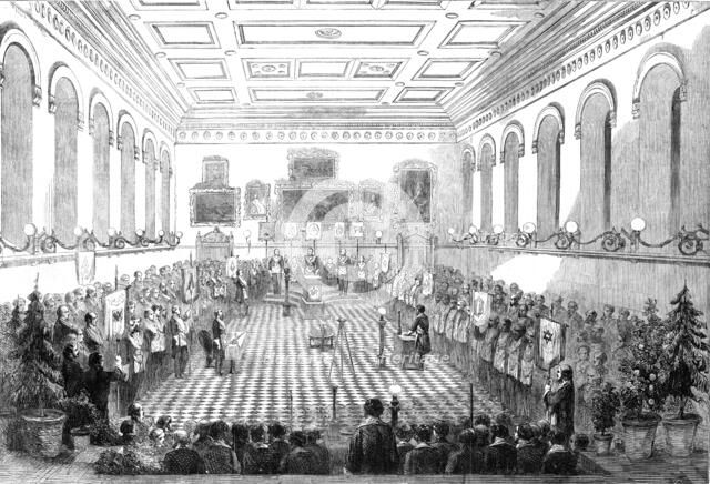 Installation of the Duke of Newcastle at the Mechanics' Hall, Nottingham, as Provincial..., 1860. Creator: W Thomas.