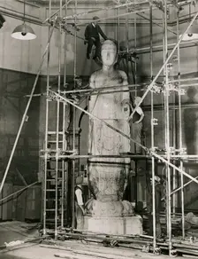 Installing the Amitabha Buddha in the Central Hall, 1935. Creator: Topical Press Agency
