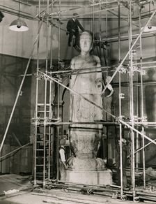 Installing the Amitabha Buddha in the Central Hall, 1935. Creator: Topical Press Agency