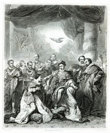 Institution of the Order of the Holy Spirit on January 1, 1579 by King Henry III, engraving from …