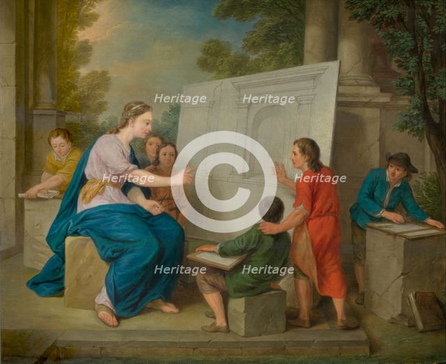 Instruction in Perspective, 1761. Creator: Cornelis Joseph d'Heur.
