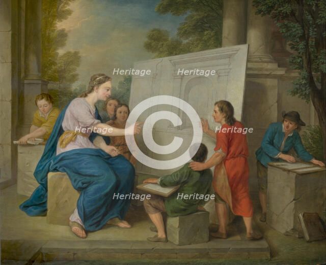 Instruction in Perspective, 1761. Creator: Cornelis Joseph d'Heur.