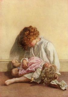 Instructing her dolly in the art of going off nicely to by-byes 1914. Creator: Millicent Etheldreda Gray