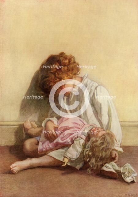 'Instructing her dolly in the art of going off nicely to by-byes', 1914. Creator: Millicent Etheldreda Gray.