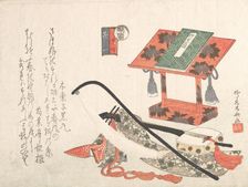 Instruments and Stand for Music, 19th century., 19th century. Creator: Shinsai