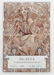 Insurance policy of of Slavia Insurance Company, 1942. Creator: Mucha, Alfons Marie (1860-1939)