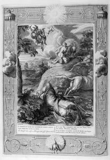Io changed into a cow: Mercury cuts off Argus head, 1733. Artist: Bernard Picart