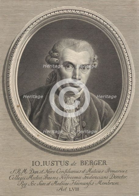 IO. IUSTUS de BERGER, 1781. Creator: Johan Frederik Clemens.