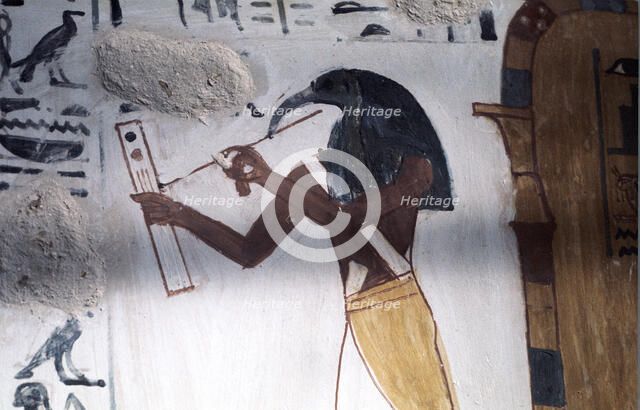 Ibis-headed god Thoth, secretary to the gods and patron of scribes, Ancient Egyptian. Artist: Unknown