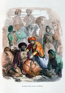 Ibrahim Pasha Looking after the Wounded 1847. Artist: Etherington