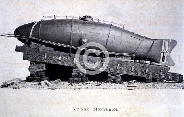 Ictíneo Submarine, built by Narcís Monturiol in 1859, the Ictíneo ready for testing in the port o…