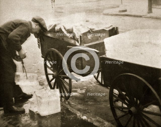 Ice man making his morning deliveries in West 10th Street, New York, USA, c1910s-c1930s(?). Artist: Unknown