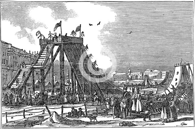 'Ice Mountain', artificial sledge run, Russia, 1833. Artist: Unknown