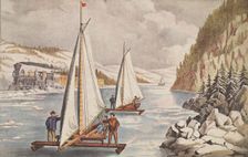 Ice-Boat Race on the Hudson, pub. C. 1855, Currier & Ives (Colour Lithograph)
