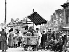 Ice cream sellers, Market Place, Nottingham, Nottinghamshire, c1910. Creator: Unknown
