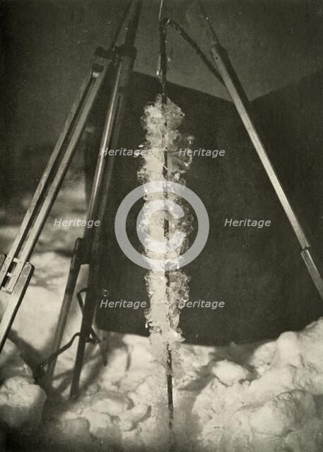 'Ice Crystals Formed on the Line of a Fish Trap', c1908, (1909). Artist: Unknown.
