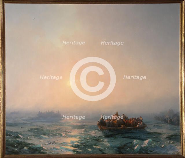 Ice drifting on the Dnieper River, 1872. Artist: Aivazovsky, Ivan Konstantinovich (1817-1900)