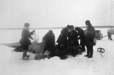 Ice fishing, 1890. Creator: Unknown