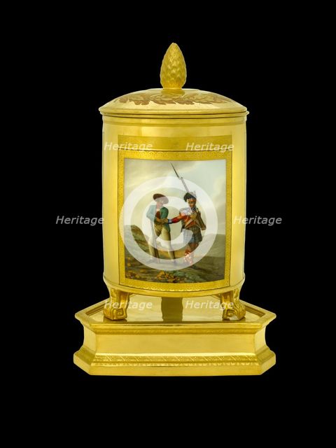Ice pail depicting a Highlander and a Spanish militiaman, 1817-1819. Artist: Unknown.