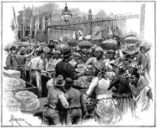 Ice stall in the market, Georgetown, Demerara, Guyana (British Guiana), 1888. Artist: Amedee Forestier