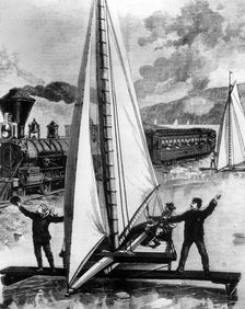 Ice sailing on the Hudson River, USA, 1871