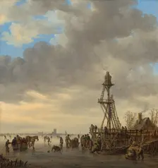 Ice Scene near a Wooden Observation Tower, 1646. Creator: Jan van Goyen