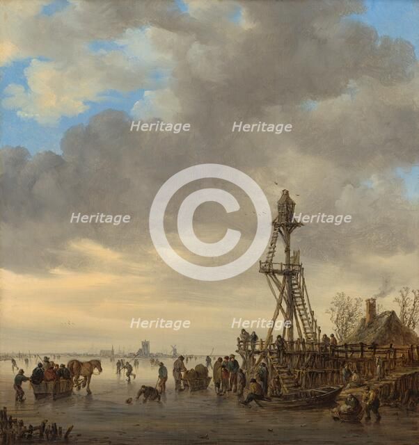 Ice Scene near a Wooden Observation Tower, 1646. Creator: Jan van Goyen.