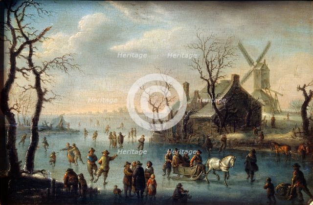 'Ice Skaters', 17th century.  Creator: Klaes Molenaer.
