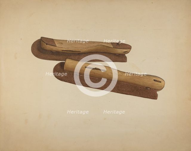 Ice Skates, c. 1940. Creator: Harley Kempter.