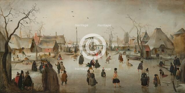 Ice-Skating in a Village, c.1610. Creator: Hendrick Avercamp.