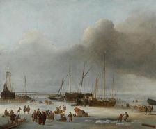 Ice-skating on the Eastern Docks of Amsterdam, Second Half of the 17th cen.. Creator: Dubbels, Hendrick Jacobsz. (1621-1707)
