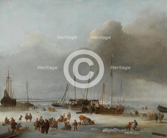 Ice-skating on the Eastern Docks of Amsterdam, Second Half of the 17th cen.. Creator: Dubbels, Hendrick Jacobsz. (1621-1707).