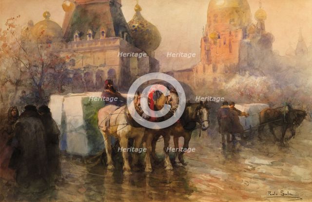 Ice transport in Moscow. Creator: Sala, Paolo (1859-1924).