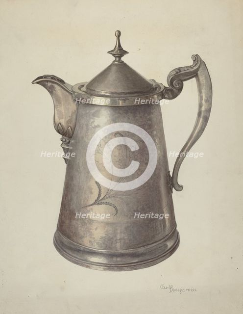 Ice Water Pitcher, 1940. Creator: Carl Buergerniss.