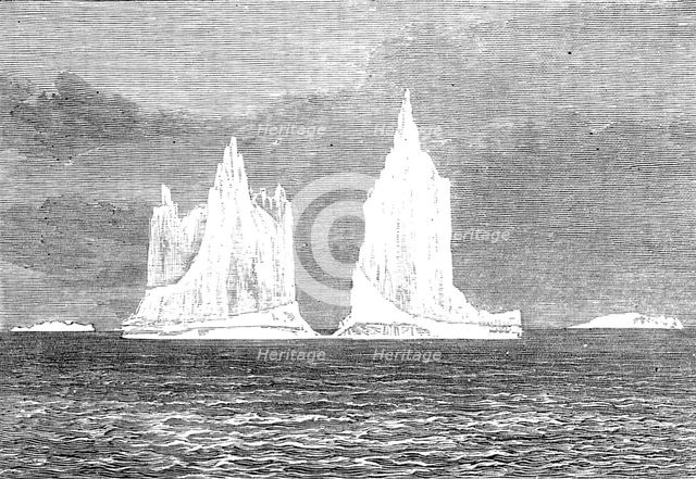 Icebergs seen by Prince Leopold on his passage to Canada, 1880. Creator: Unknown.