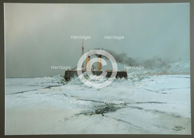 Icebreaker Yermak, 1898. Artist: Karasin, Nikolai Nikolayevich (1842-1908)