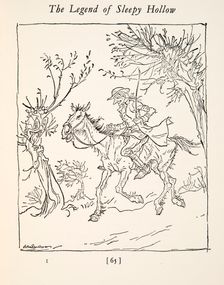 Ichabod Crane escaping from the Headless Horseman, from The Legend of Sleepy Hollow, 1928