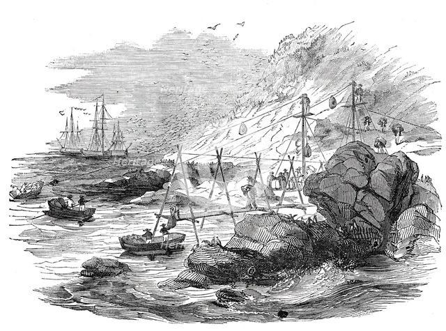 Ichaboe - mode of shipping the guano, 1844. Creator: Unknown.