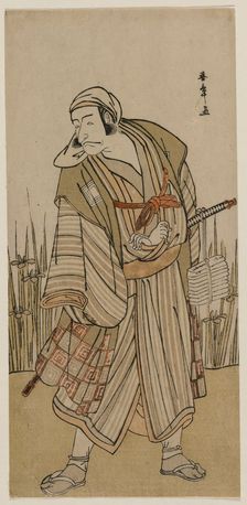 Ichikawa Danjuro V as a Traveller Beside a Clump of Iris, c. 1780. Creator: Katsukawa Shunsho (Japanese, 1726-1792)