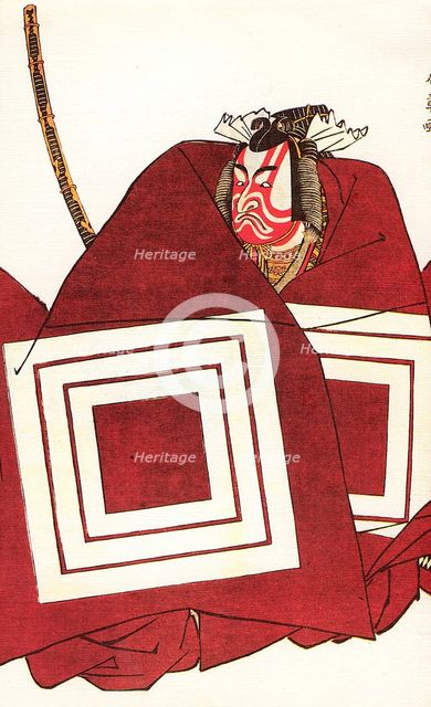 Ichikawa Danjuro V in the Shibaraku role as Kato Shigemitsu, at the Nakamura-za, 1782.  Creator: Shunsho, Katsukawa (1726-1793).