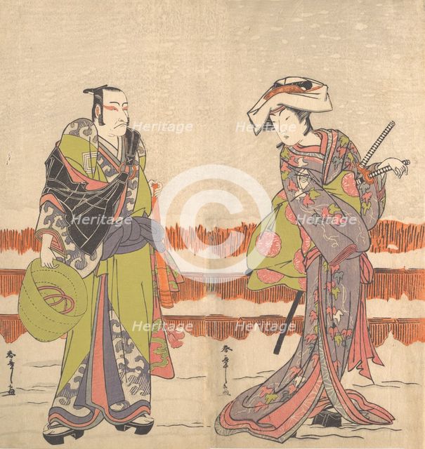 Ichikawa Danjuro Fifth as a Komuso Holding a Basket-Hat in His Right Hand, ca. 1775. Creator: Shunsho.