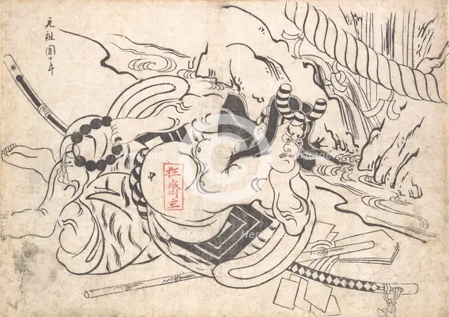 Ichikawa Danjuro I as Soga Goro, ca. 1710., ca. 1710. Creator: Okumura Masanobu.