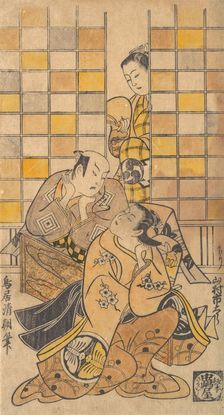 Ichikawa Danjuro II as Kanto Koroku and Yamamura Ichitaro as Oichi, ca. 1721. Creator: Torii Kiyotomo