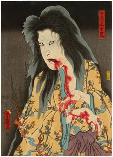 Ichikawa Kodanji IV as the ghost of Menoto Igarashi. Creator: Utagawa Kunisada
