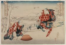 Ichikawa Norinosuke and Ichikawa Yonejuro as Morihachi and Yonehachi…, late 1830s or early 1840s. Creator: Hasegawa Sadanobu (Japanese, 1809-1879)