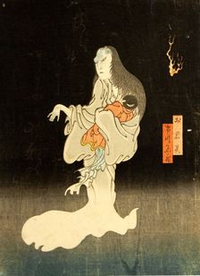 Ichikawa Yonezo as the Ghost of Oiwa, 1865. Creator: Enjaku