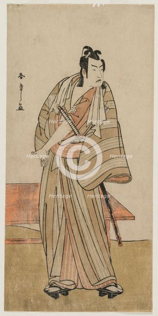 Ichikawa Yaozo II as a Otokodate Standing by a Bench, c. 1780. Creator: Katsukawa Shunsho (Japanese, 1726-1792).