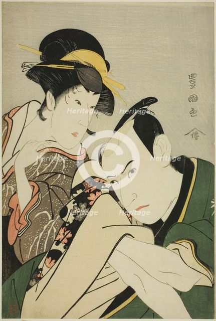 Ichikawa Yaozo III in the Role of Takebe Genzo and Iwai Kiyotaro in the Role of Tonami, 1796. Creator: Utagawa Toyokuni I.